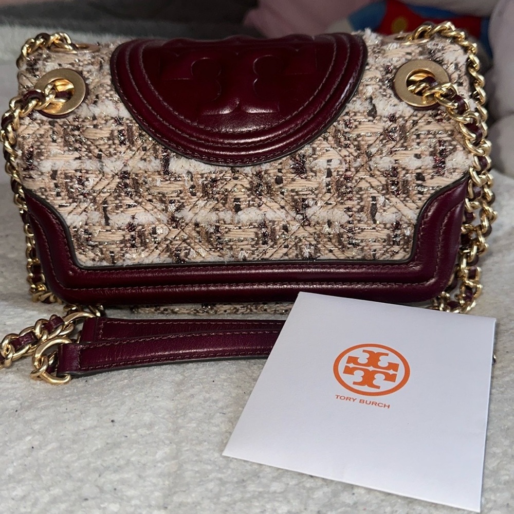 Tory Burch Tweed Fleming Shoulder Bag